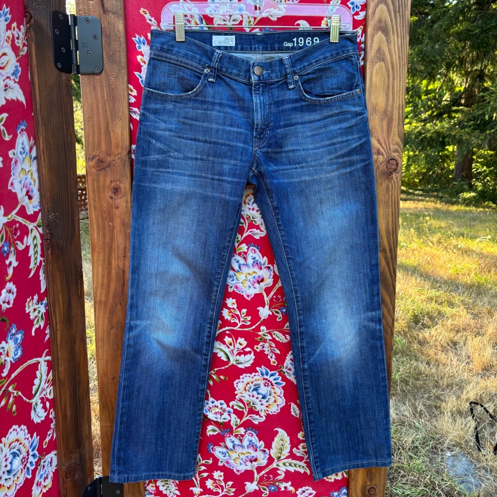 GAP Faded Blue Denim Baggy Relaxed Fit Straight Leg Boyfriend Jeans Size 26/2